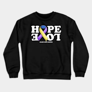 Bladder Cancer Support | Yellow purple blue Ribbon Support Bladder Cancer awareness Crewneck Sweatshirt